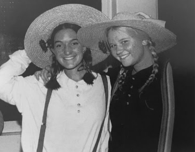 Mary Alice Orrin (Finn) with Patty George dressed up for Sadie Hawkins (1997).