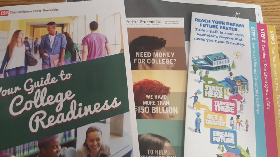 College information pamphlets from the Guidance Center.