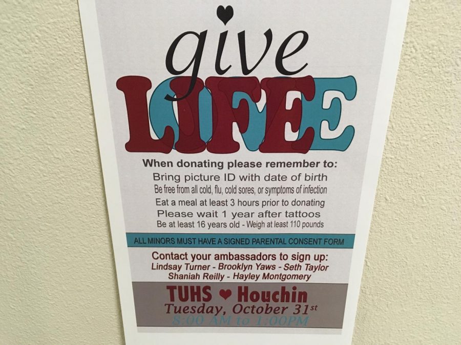 Posters with information about the Blood Drive can be found on campus.