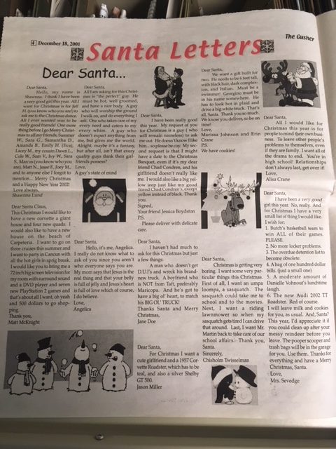 Santa letters from the 2001 issue