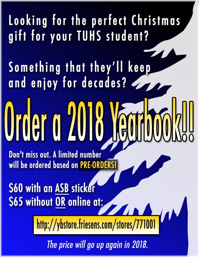 Purchase a yearbook as a Christmas gift. $60 with ASB sticker and $65 without.