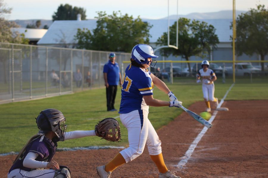 Haley Pulido hitting the ball.