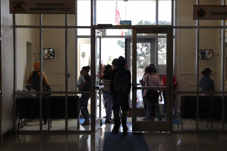 Students leaving with their parents/guardians in a steady stream Monday afternoon.