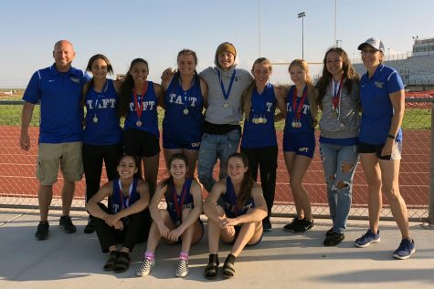 Varsity girls track team win SSL Championship.