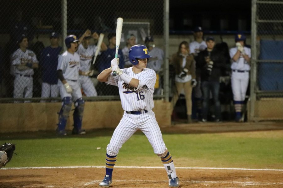 During the varsity baseball teams home victory against Ridgeview, Chad Berry steps up to bat to help contribute to their victory.