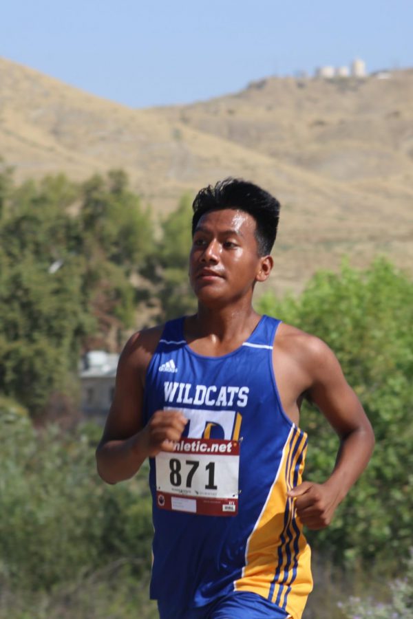Senior, Antonio Guzman approaching the final stretch of the Lake Ming invitational on August 3, 2019.
