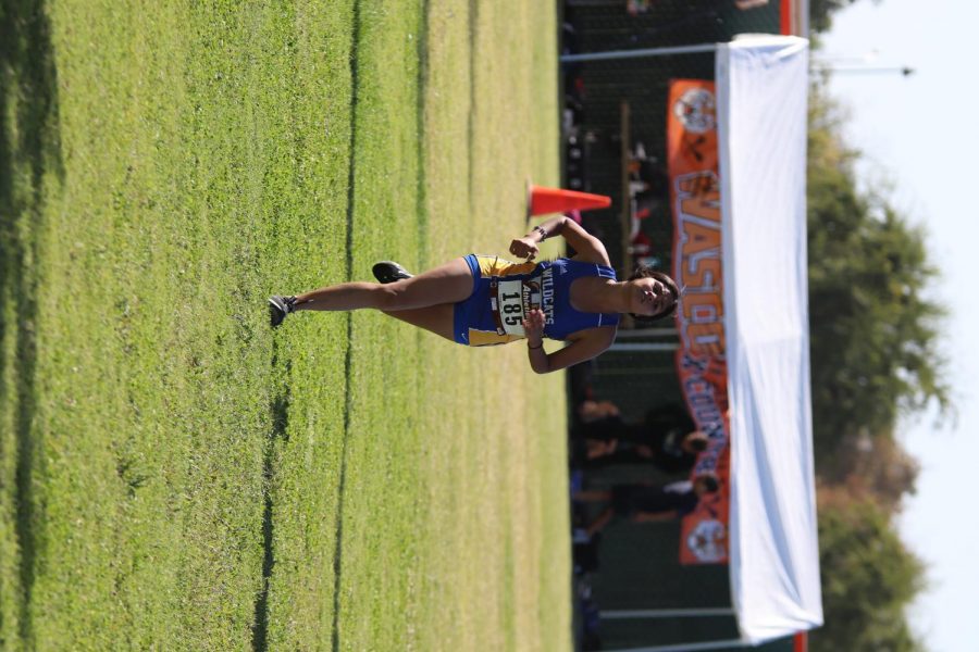 Junior, Kimberly Rivera in the final stretch of the Wasco Invitational.