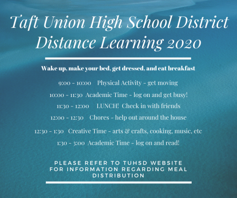 This is Taft Highs Distance Learning Flyer that teachers and students could follow during online school.