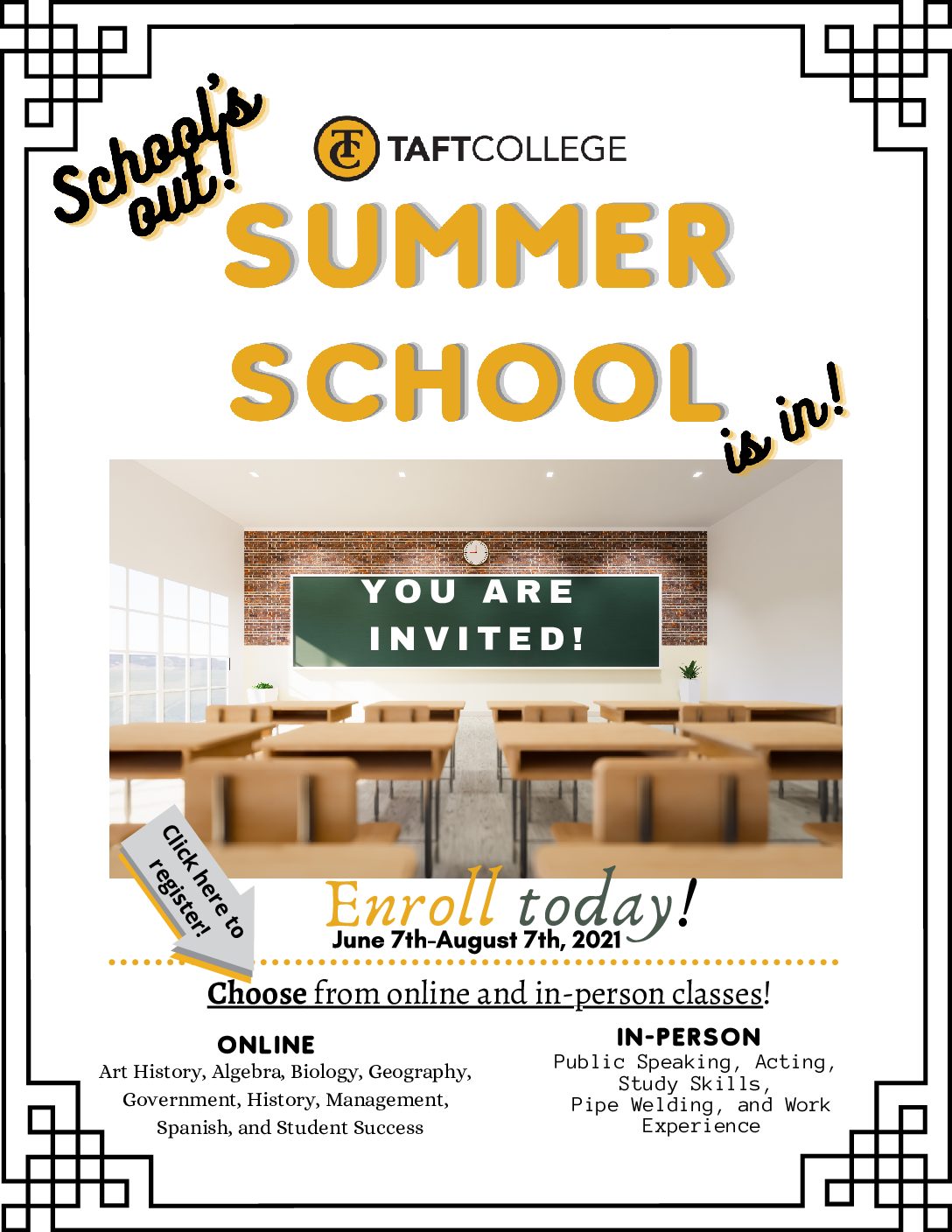 TUHSD summer school enrollment flyer